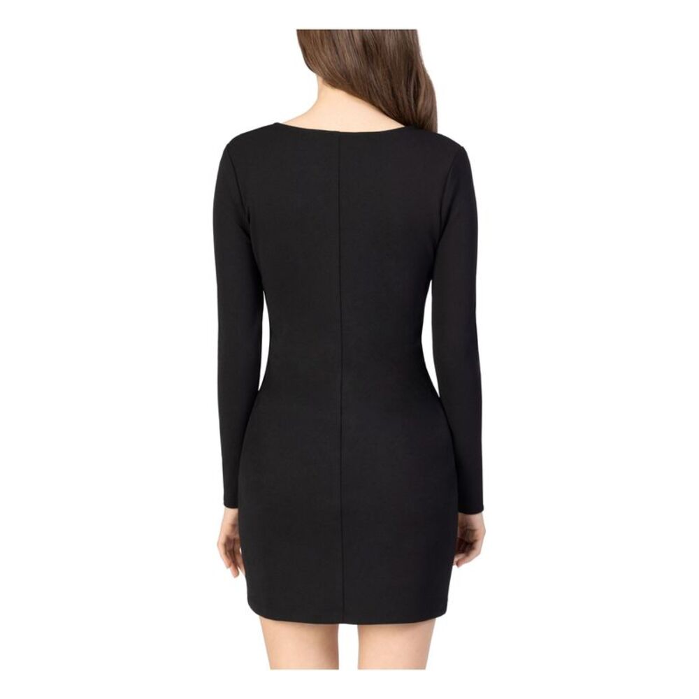SPEECHLESS Womens Black Split-hem Long Sleeve Short Body Con Dress XS - Picture 2 of 4